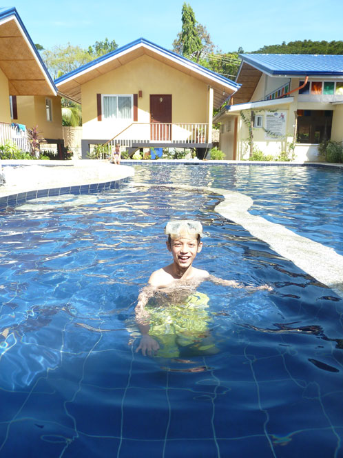 In the pool at The Blue Lagoon in Puerto Princesa, Palawan, Philippines
