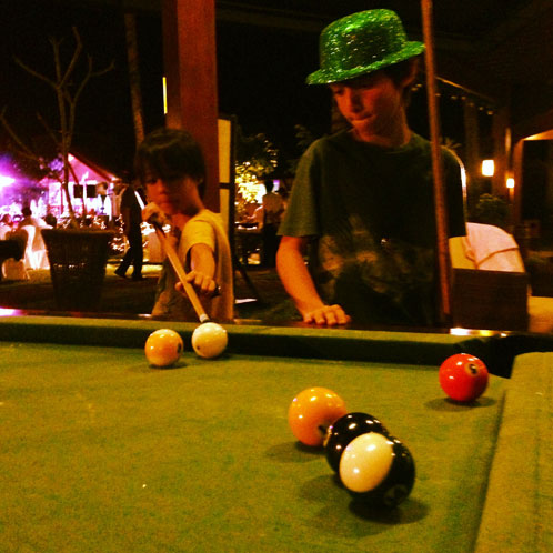 Playing pool at the Sheraton Beach Resort